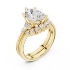 Pear Diamond Cluster Engagement Ring with Split Shank
