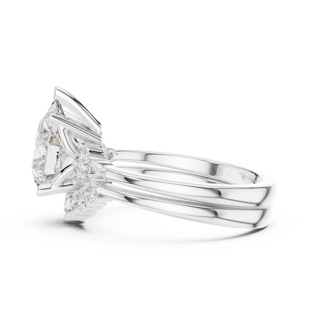 Pear Diamond Cluster Engagement Ring with Split Shank