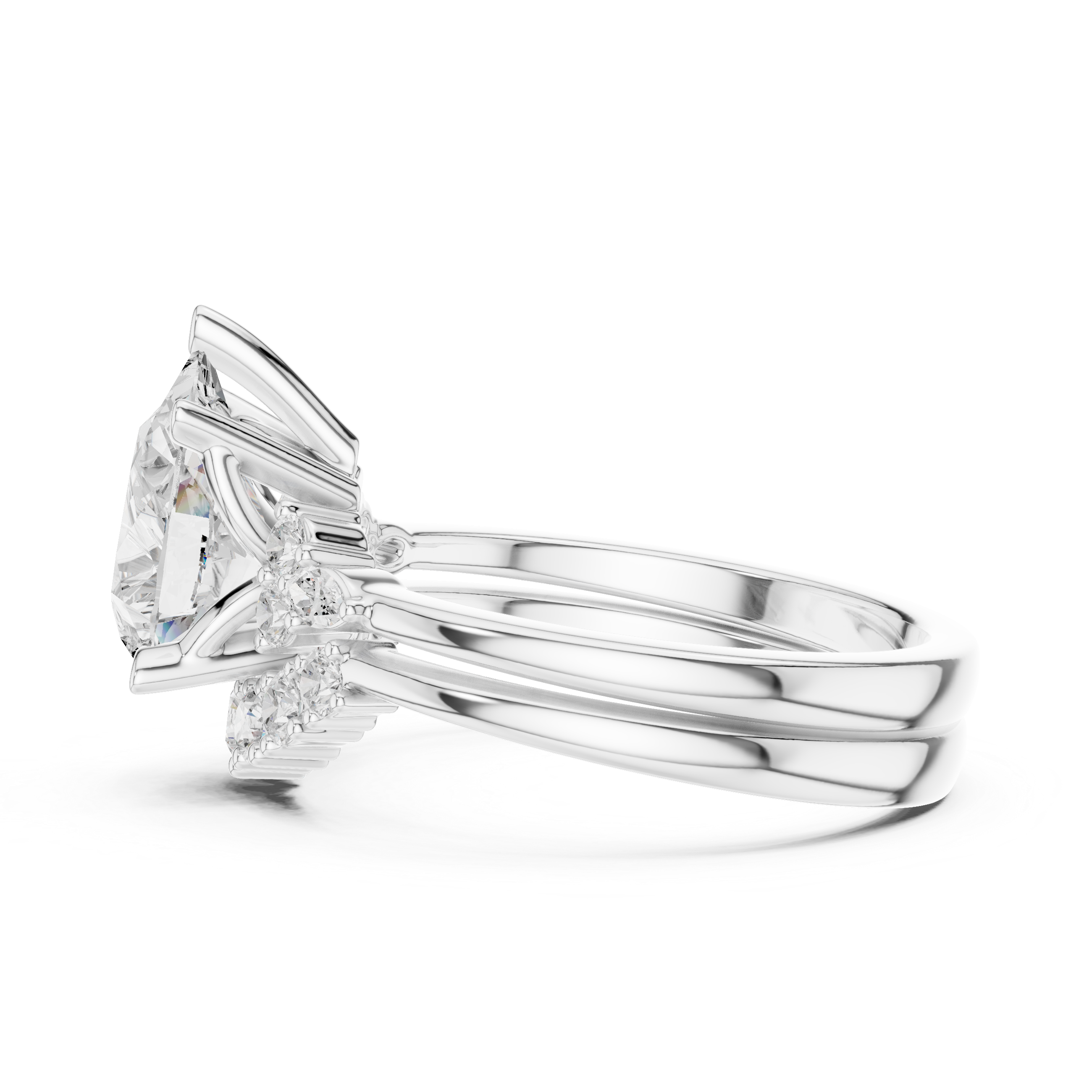 Pear Diamond Cluster Engagement Ring with Split Shank