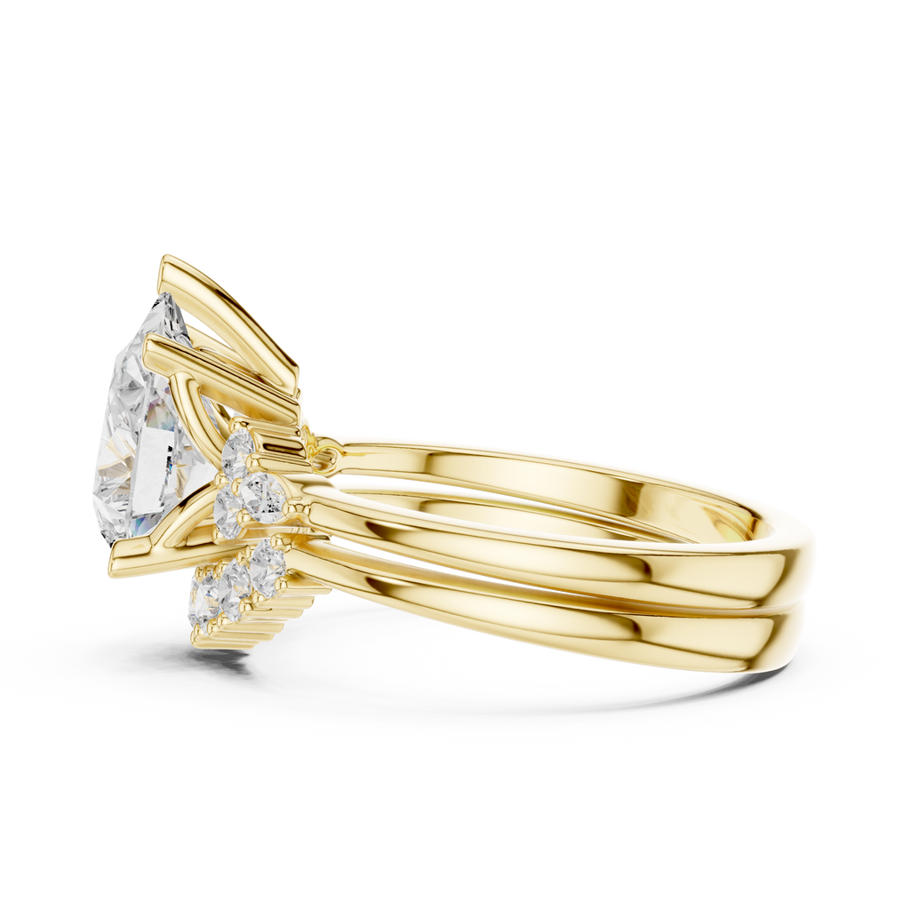 Pear Diamond Cluster Engagement Ring with Split Shank