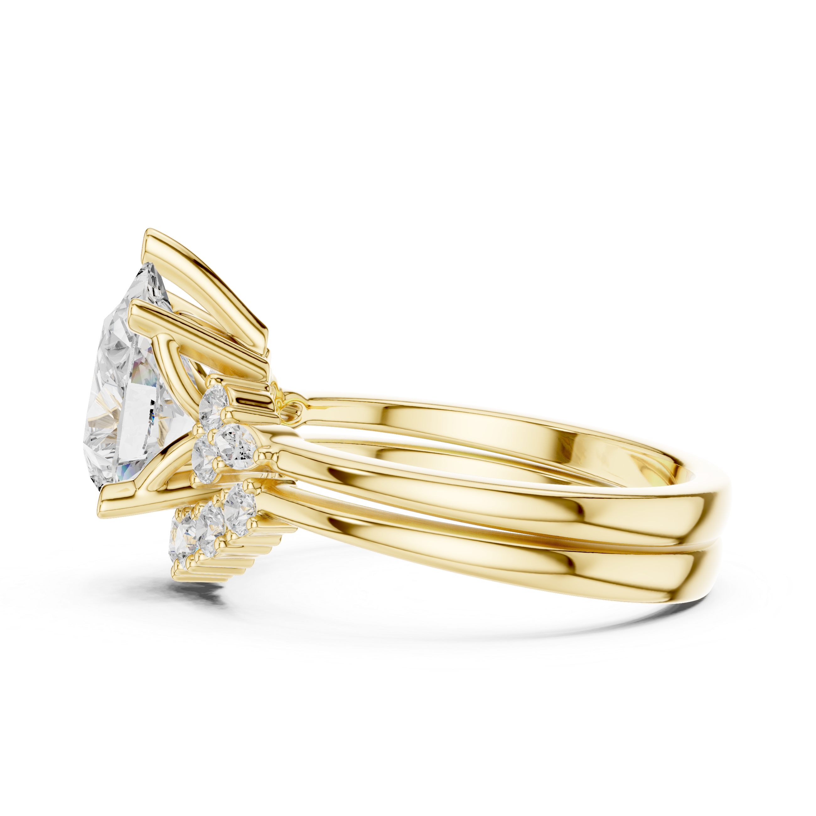 Pear Diamond Cluster Engagement Ring with Split Shank