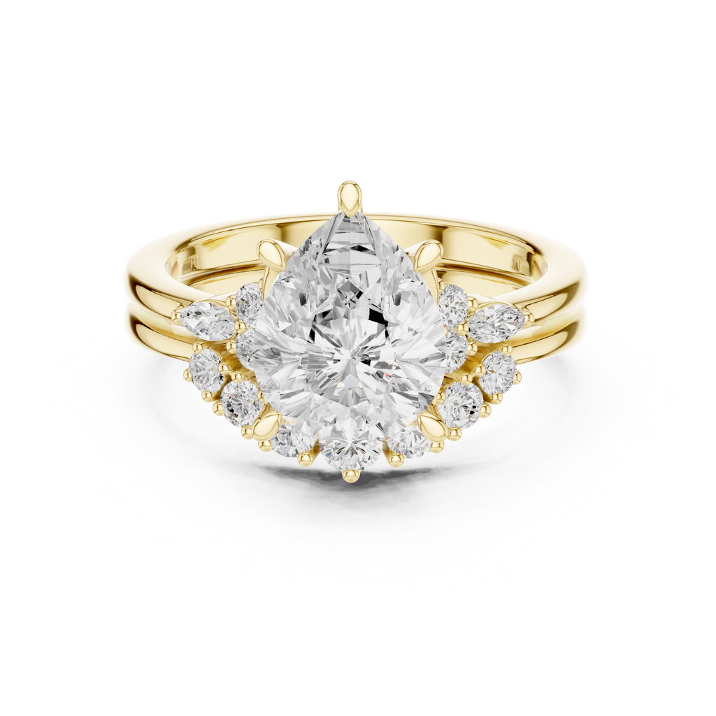 Pear Diamond Cluster Engagement Ring with Split Shank