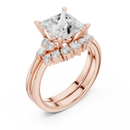 Princess Diamond Cluster Engagement Ring with Split Shank