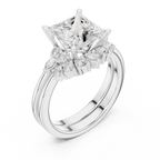 Princess Diamond Cluster Engagement Ring with Split Shank