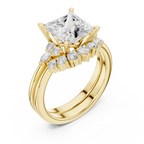 Princess Diamond Cluster Engagement Ring with Split Shank