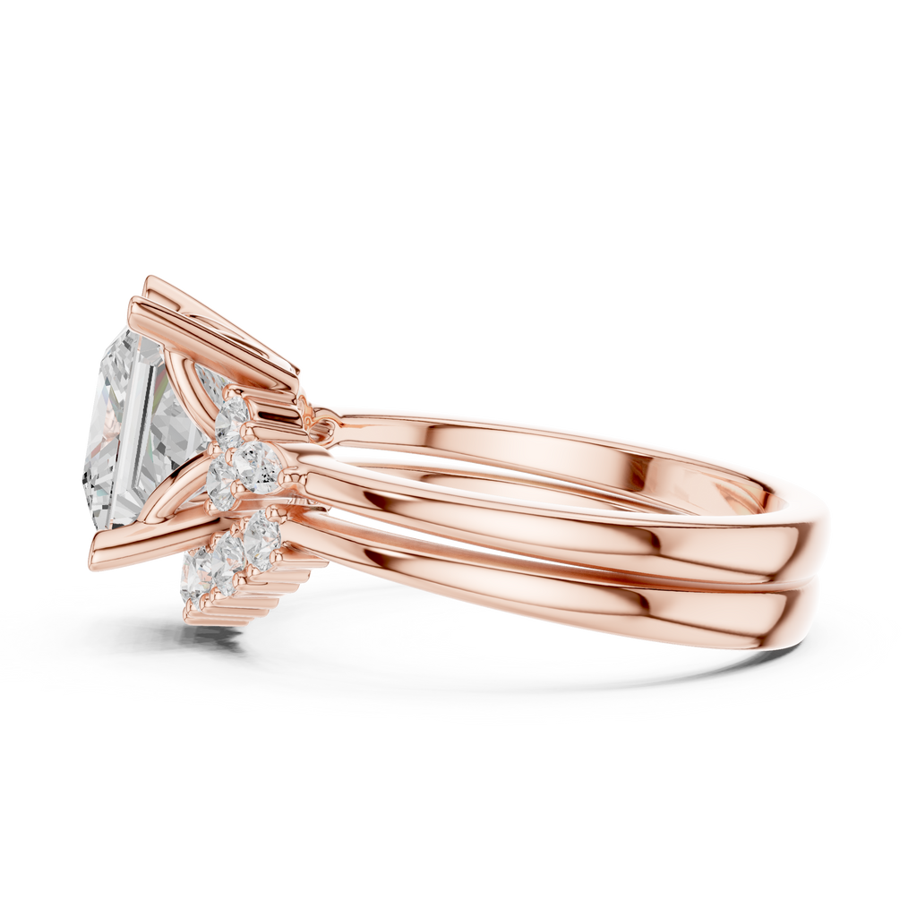 Princess Diamond Cluster Engagement Ring with Split Shank