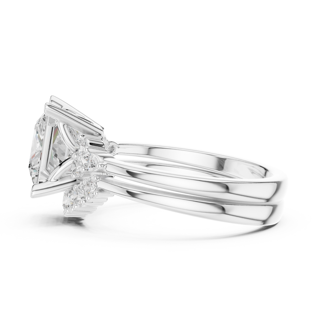 Princess Diamond Cluster Engagement Ring with Split Shank