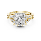 Princess Diamond Cluster Engagement Ring with Split Shank