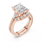 Radiant Diamond Cluster Engagement Ring with Split Shank