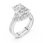 Radiant Diamond Cluster Engagement Ring with Split Shank