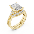 Radiant Diamond Cluster Engagement Ring with Split Shank