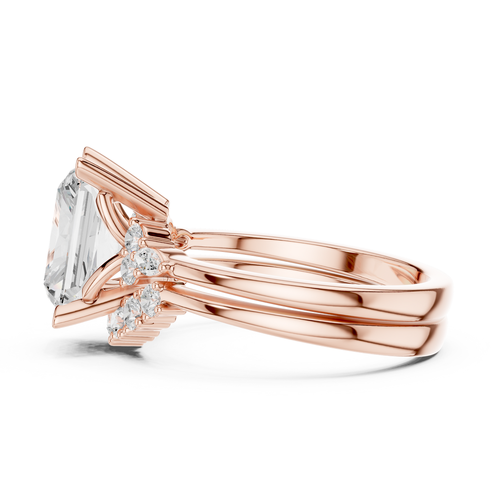 Radiant Diamond Cluster Engagement Ring with Split Shank