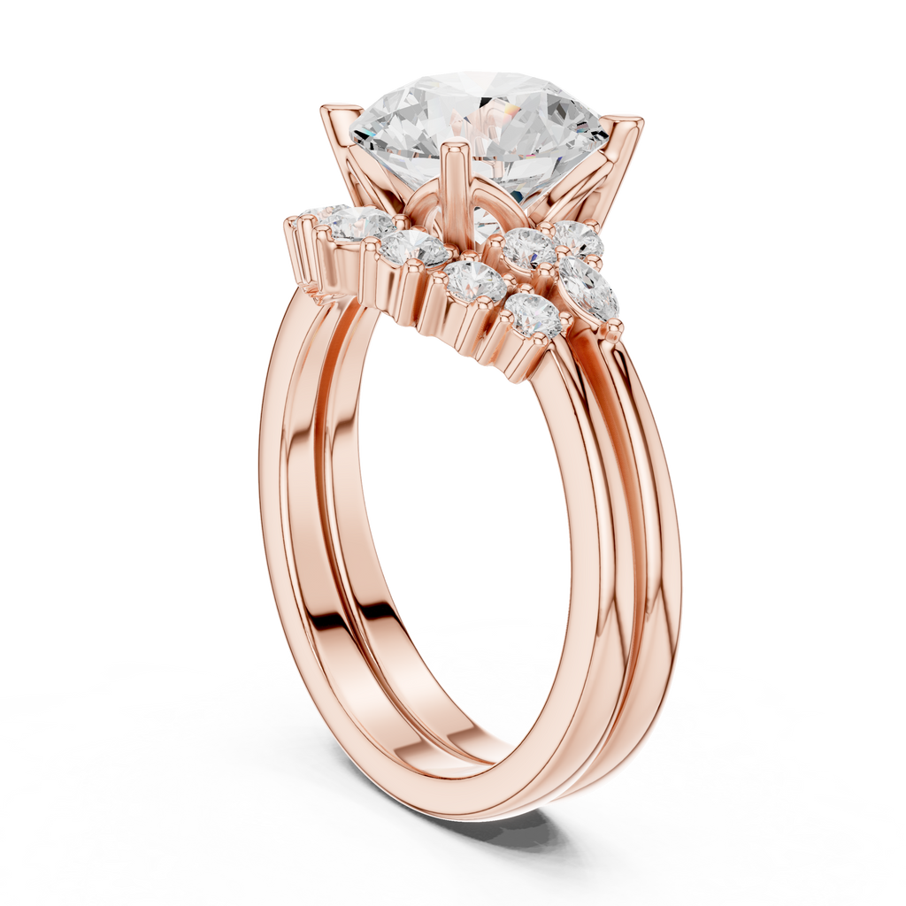 Round Diamond Cluster Engagement Ring with Split Shank