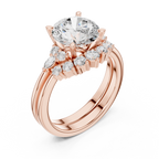 Round Diamond Cluster Engagement Ring with Split Shank