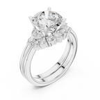 Round Diamond Cluster Engagement Ring with Split Shank
