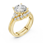 Round Diamond Cluster Engagement Ring with Split Shank