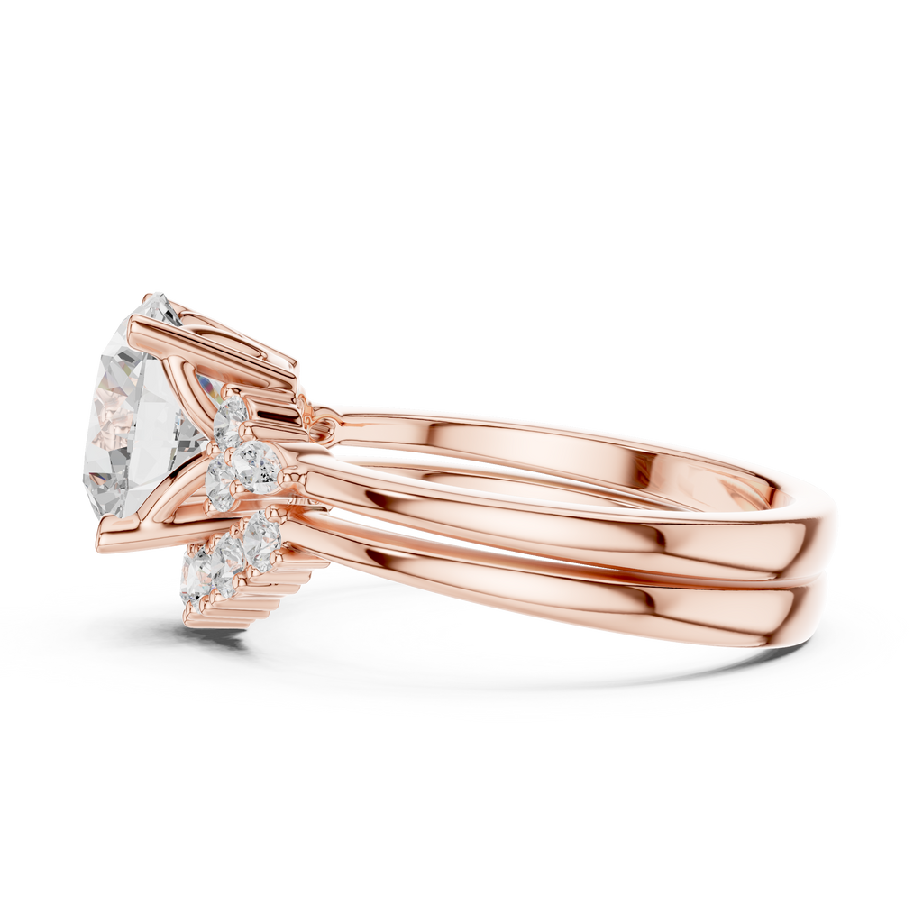 Round Diamond Cluster Engagement Ring with Split Shank