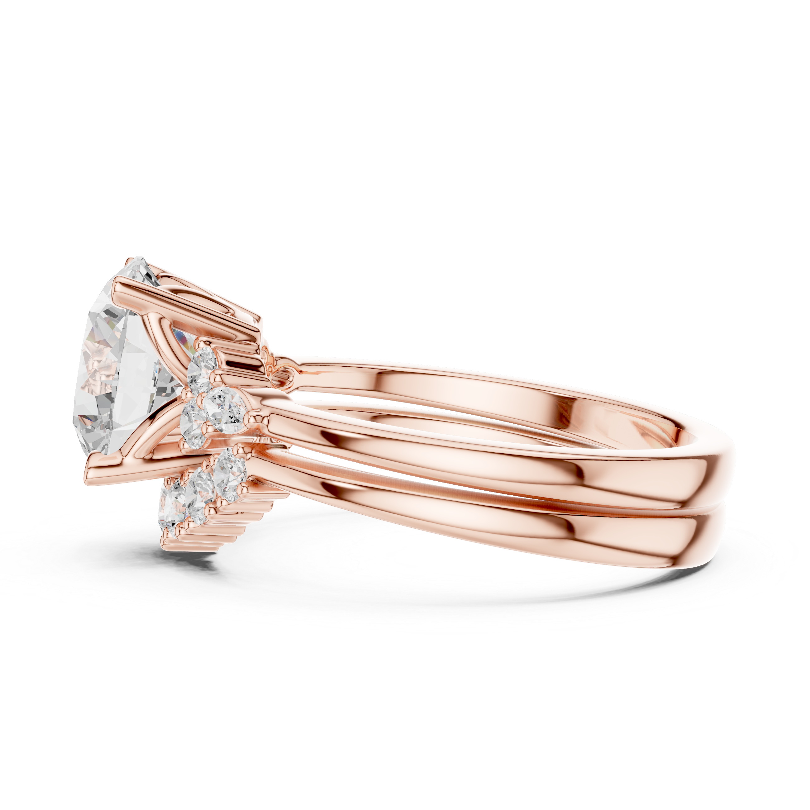 Round Diamond Cluster Engagement Ring with Split Shank