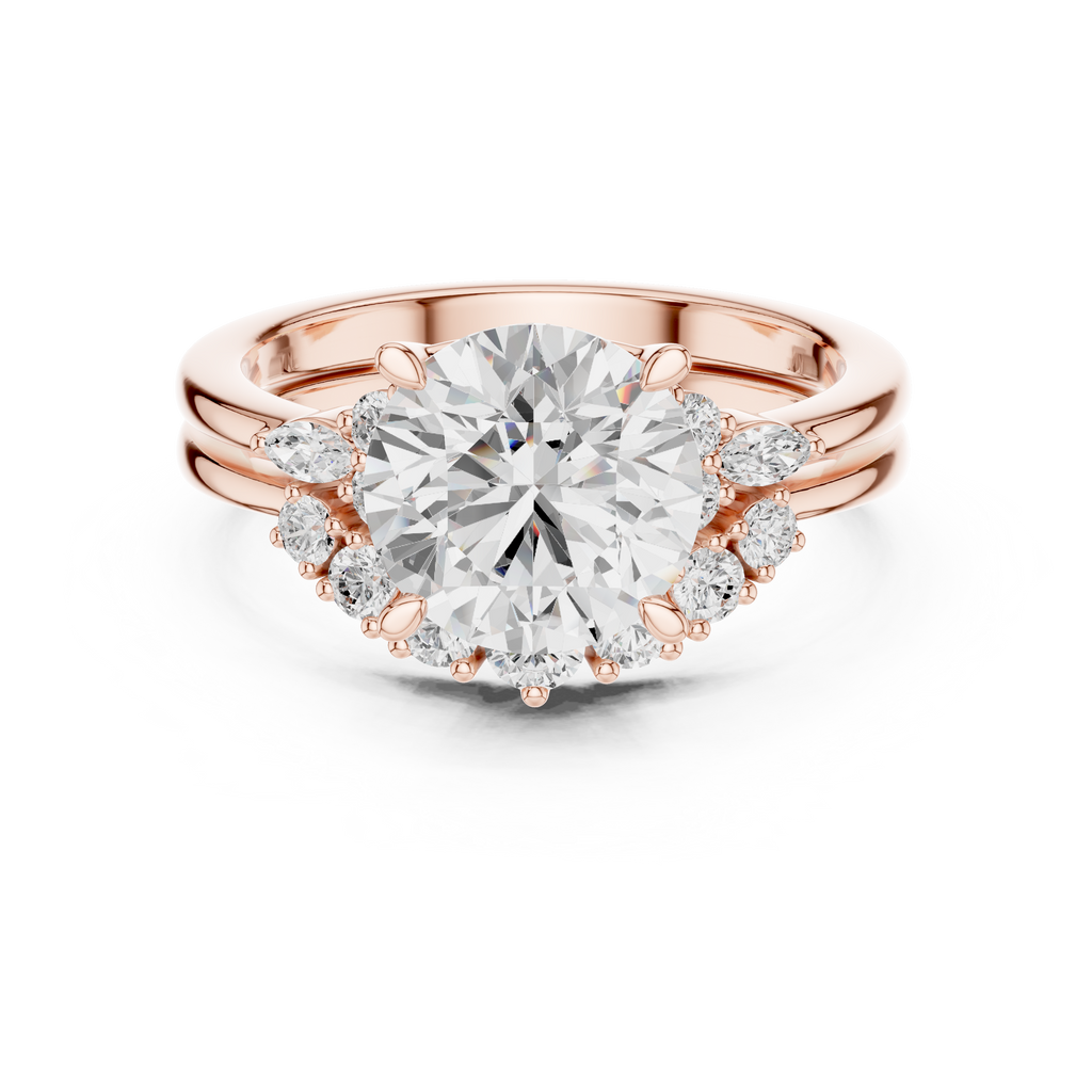 Round Diamond Cluster Engagement Ring with Split Shank