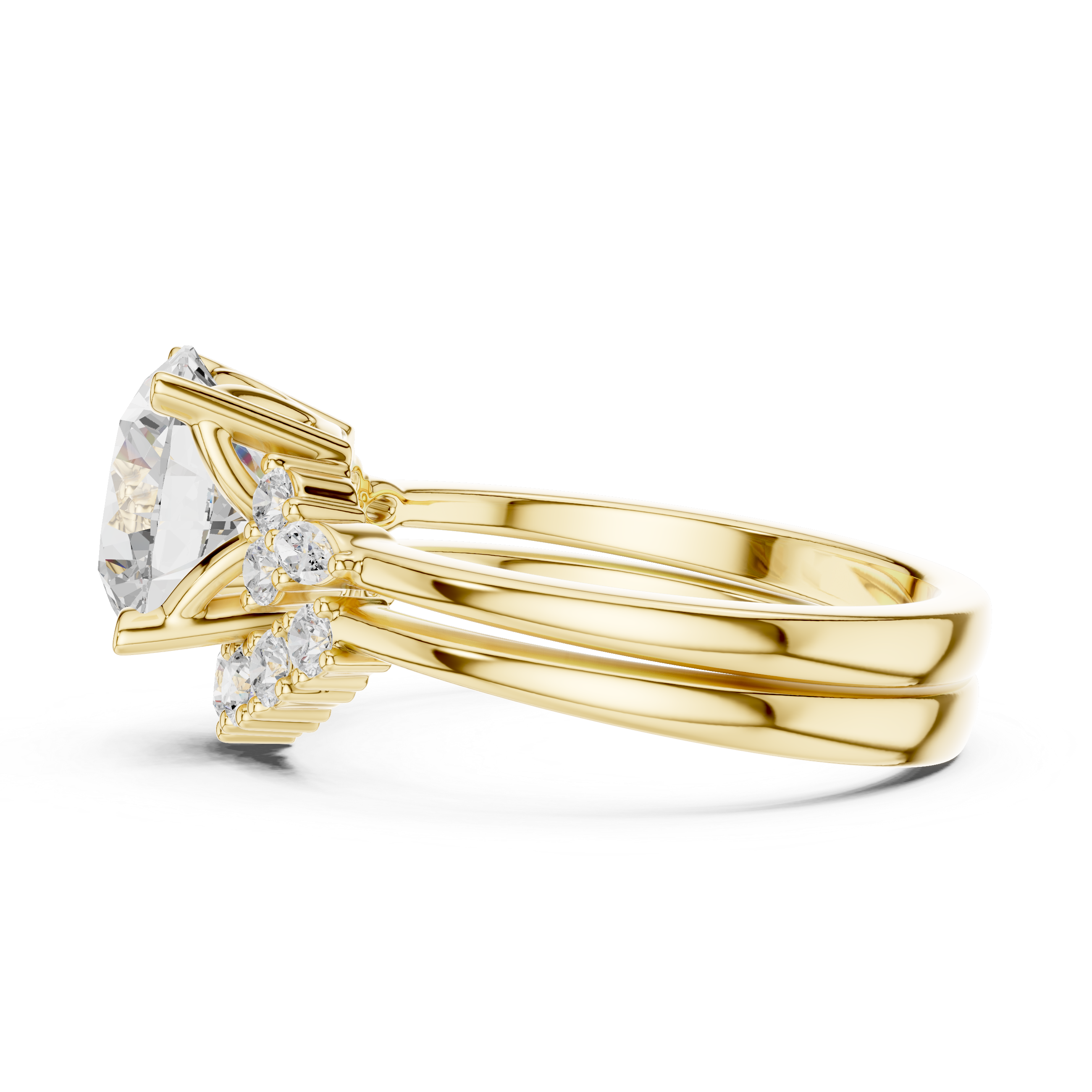 Round Diamond Cluster Engagement Ring with Split Shank