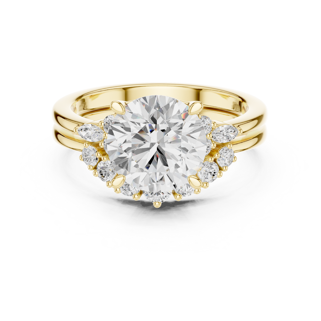 Round Diamond Cluster Engagement Ring with Split Shank