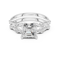 Vintage Asscher Cut Diamond Engagement Ring with Double Band Design