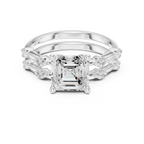 Vintage Asscher Cut Diamond Engagement Ring with Double Band Design