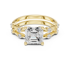 Vintage Asscher Cut Diamond Engagement Ring with Double Band Design