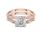 Vintage Cushion Cut Diamond Double Band Engagement Ring