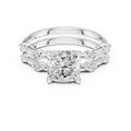 Vintage Cushion Cut Diamond Double Band Engagement Ring