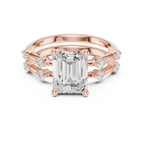 Emerald Cut Diamond Double Band Engagement Ring
