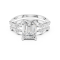 Emerald Cut Diamond Double Band Engagement Ring