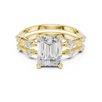 Emerald Cut Diamond Double Band Engagement Ring