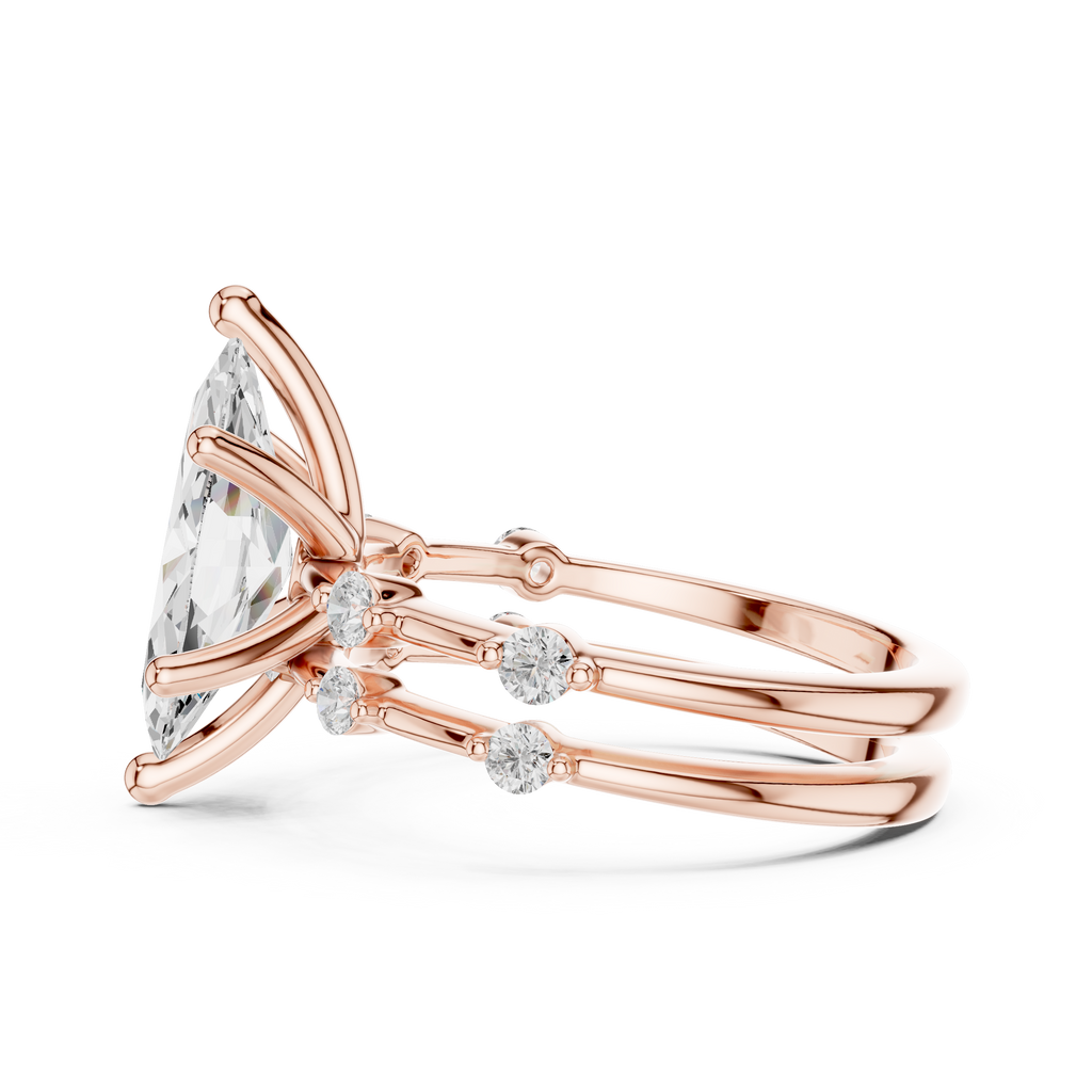 Marquise Cut Diamond Double Band Engagement Ring