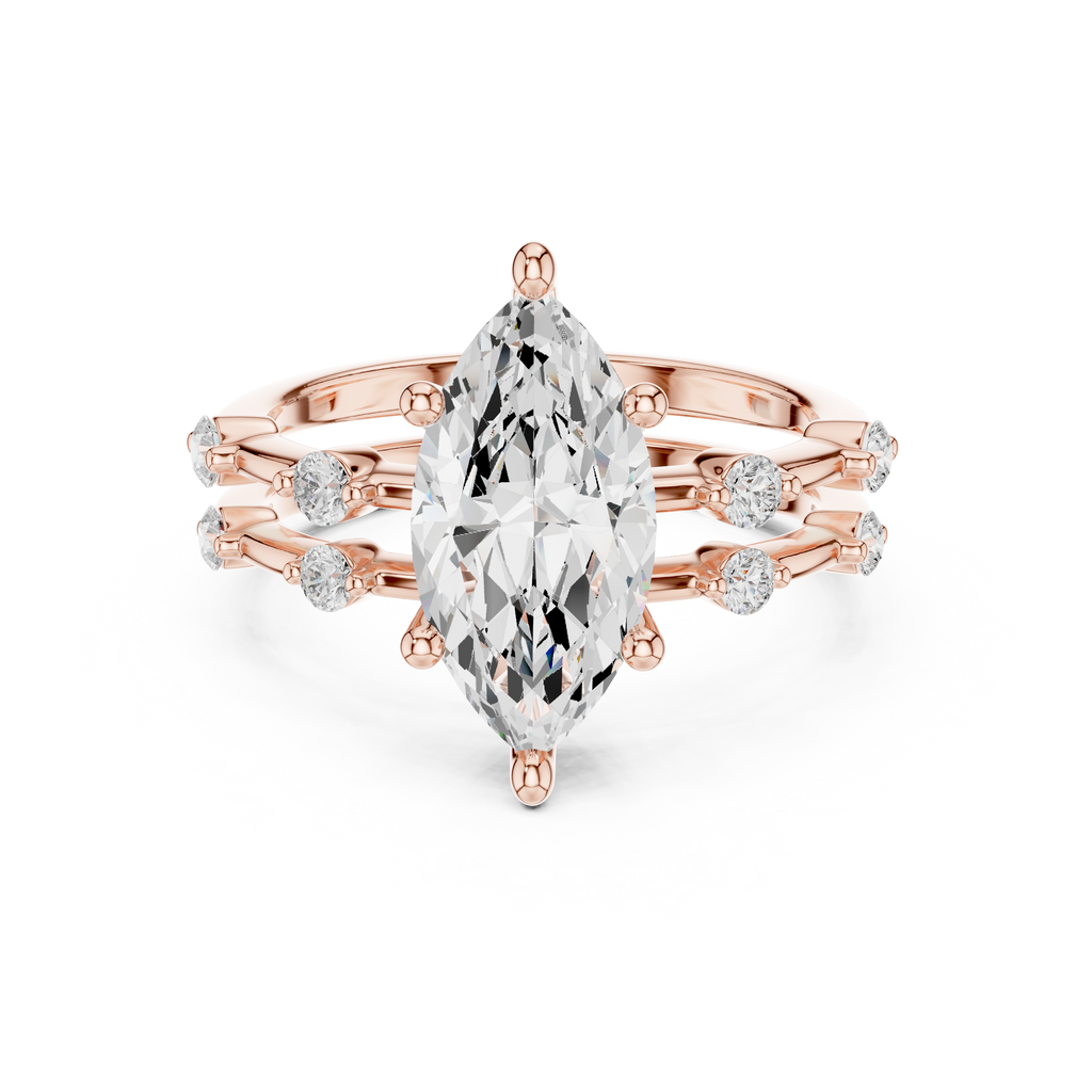 Marquise Cut Diamond Double Band Engagement Ring