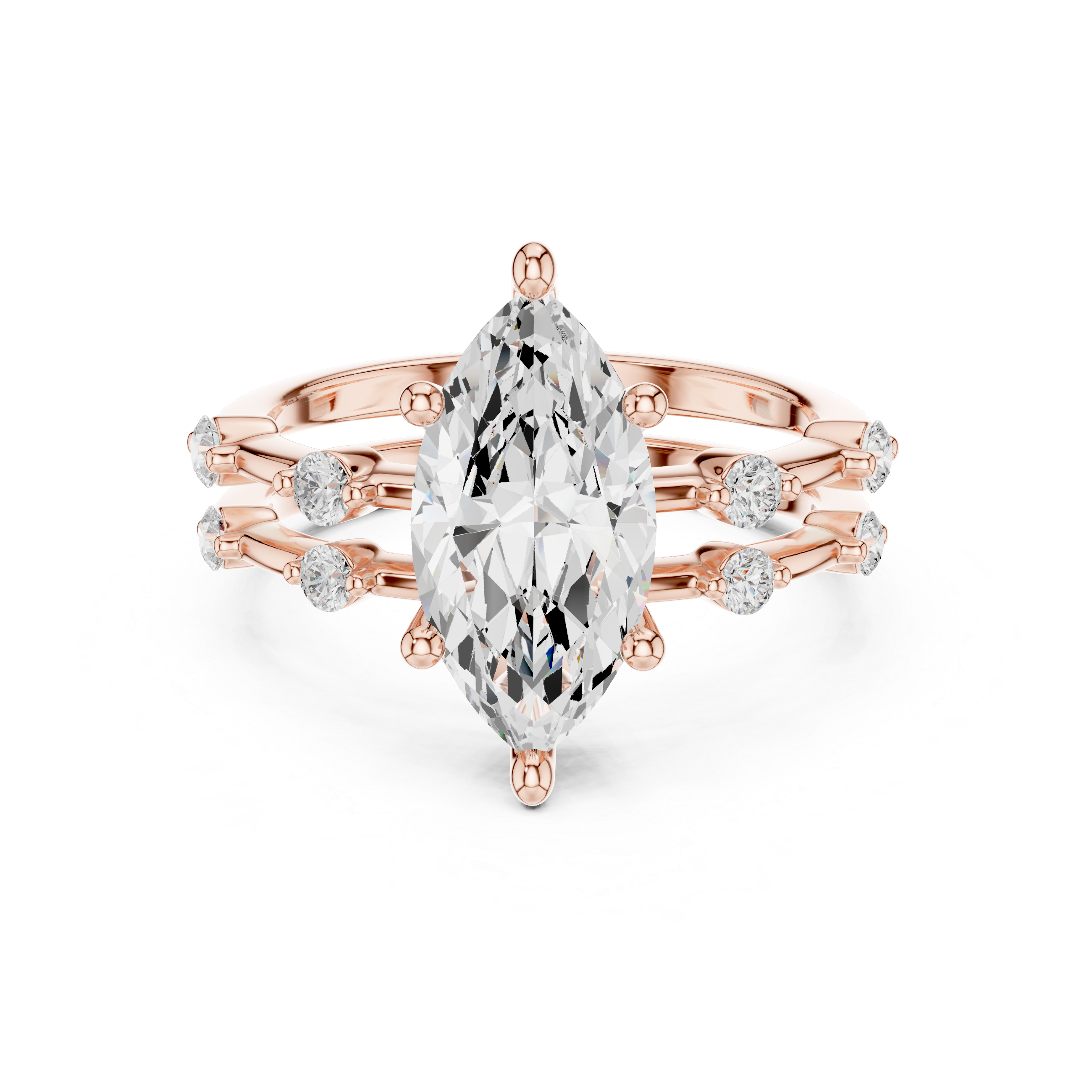Marquise Cut Diamond Double Band Engagement Ring