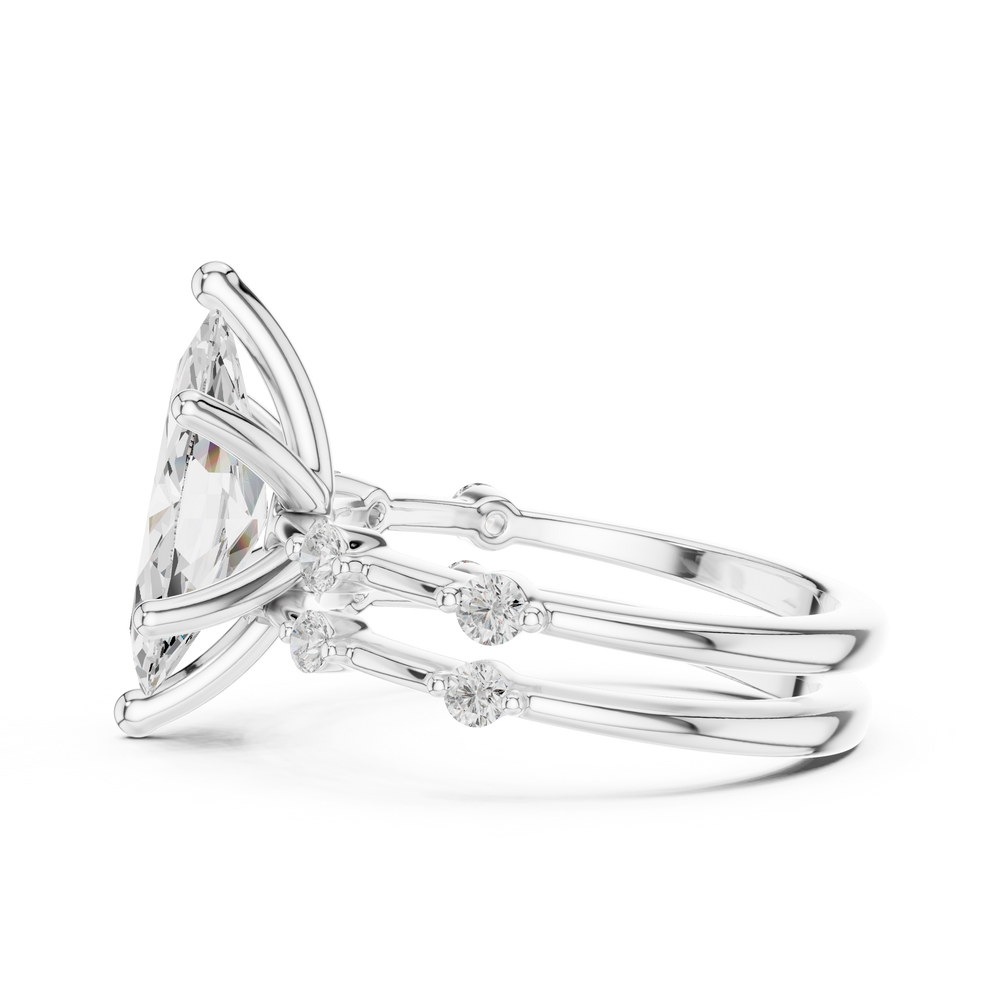 Marquise Cut Diamond Double Band Engagement Ring