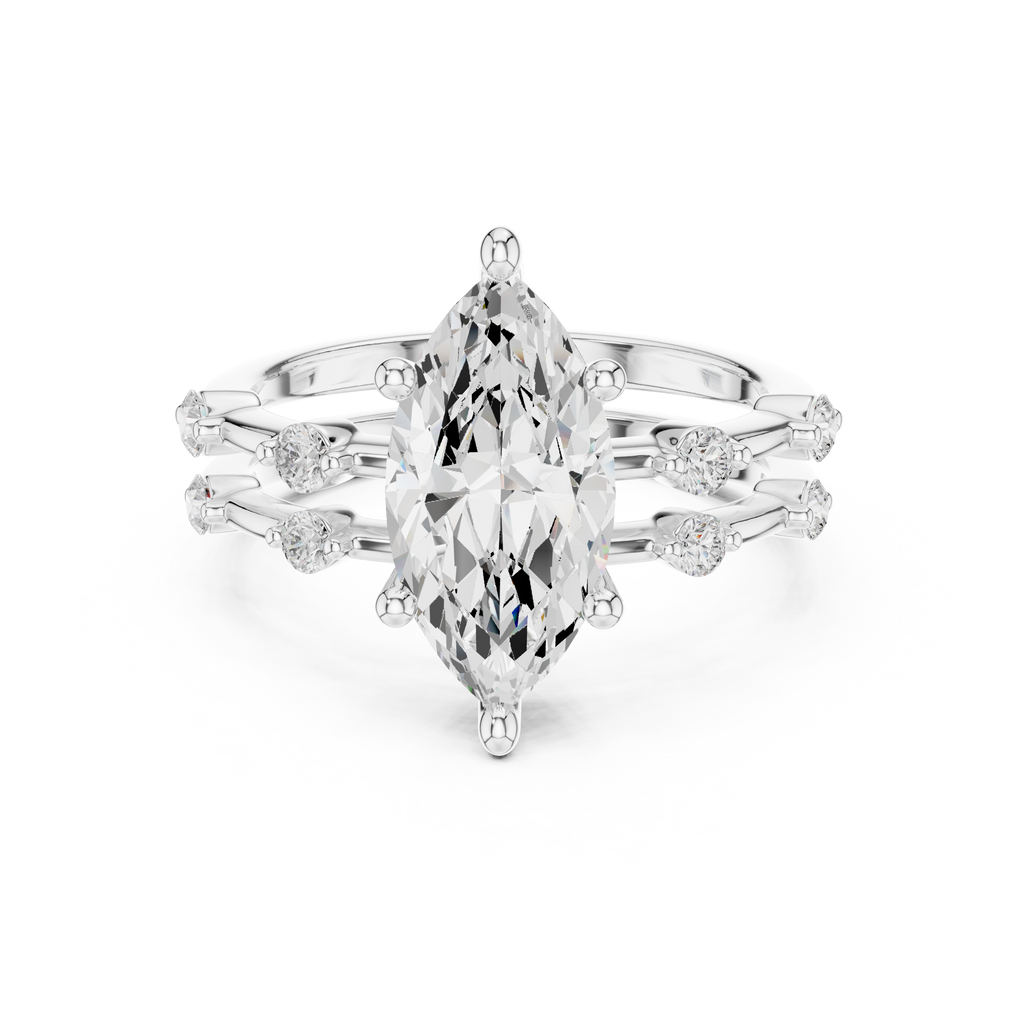 Marquise Cut Diamond Double Band Engagement Ring