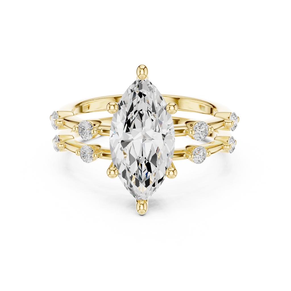 Marquise Cut Diamond Double Band Engagement Ring