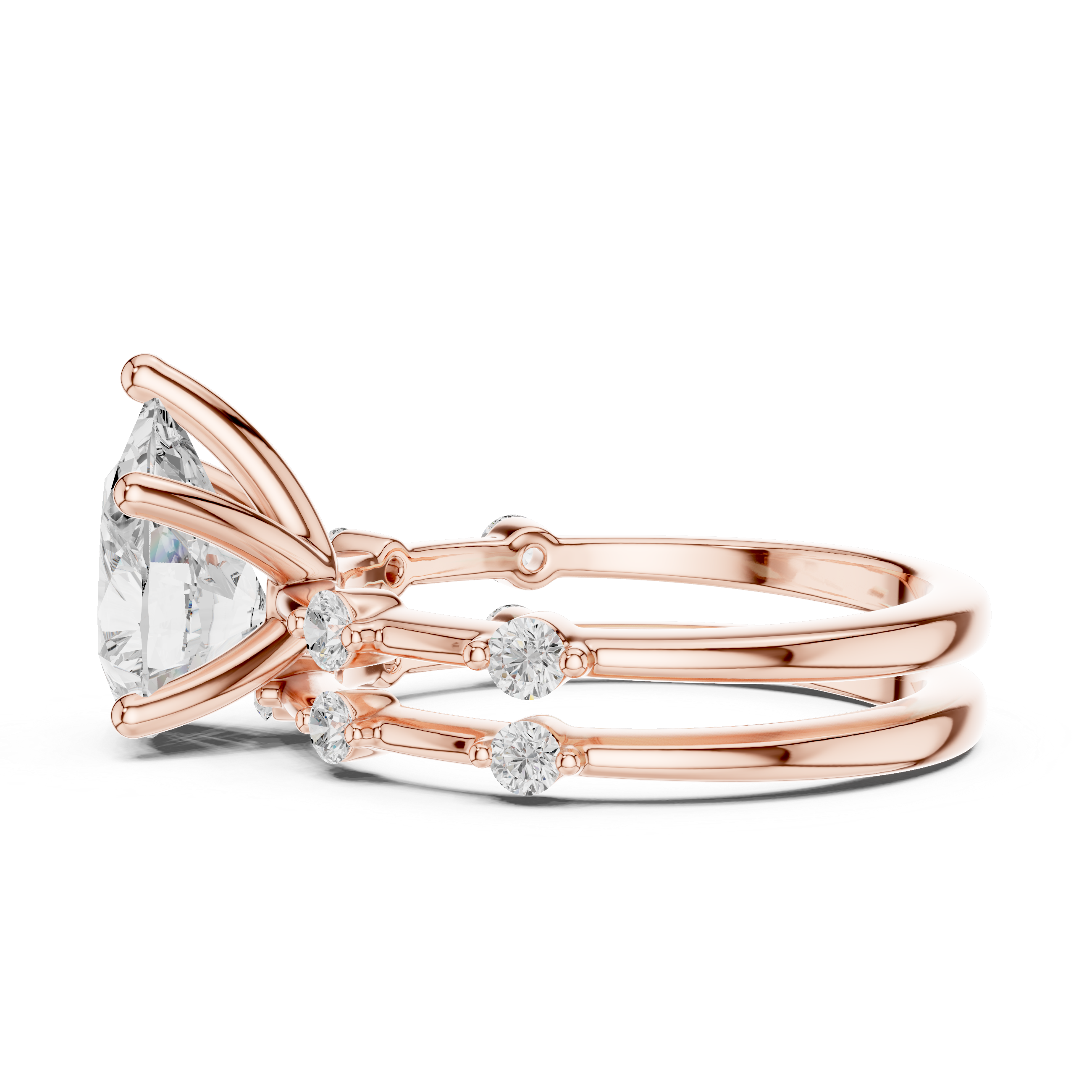 Pear Cut Diamond Double Band Engagement Ring
