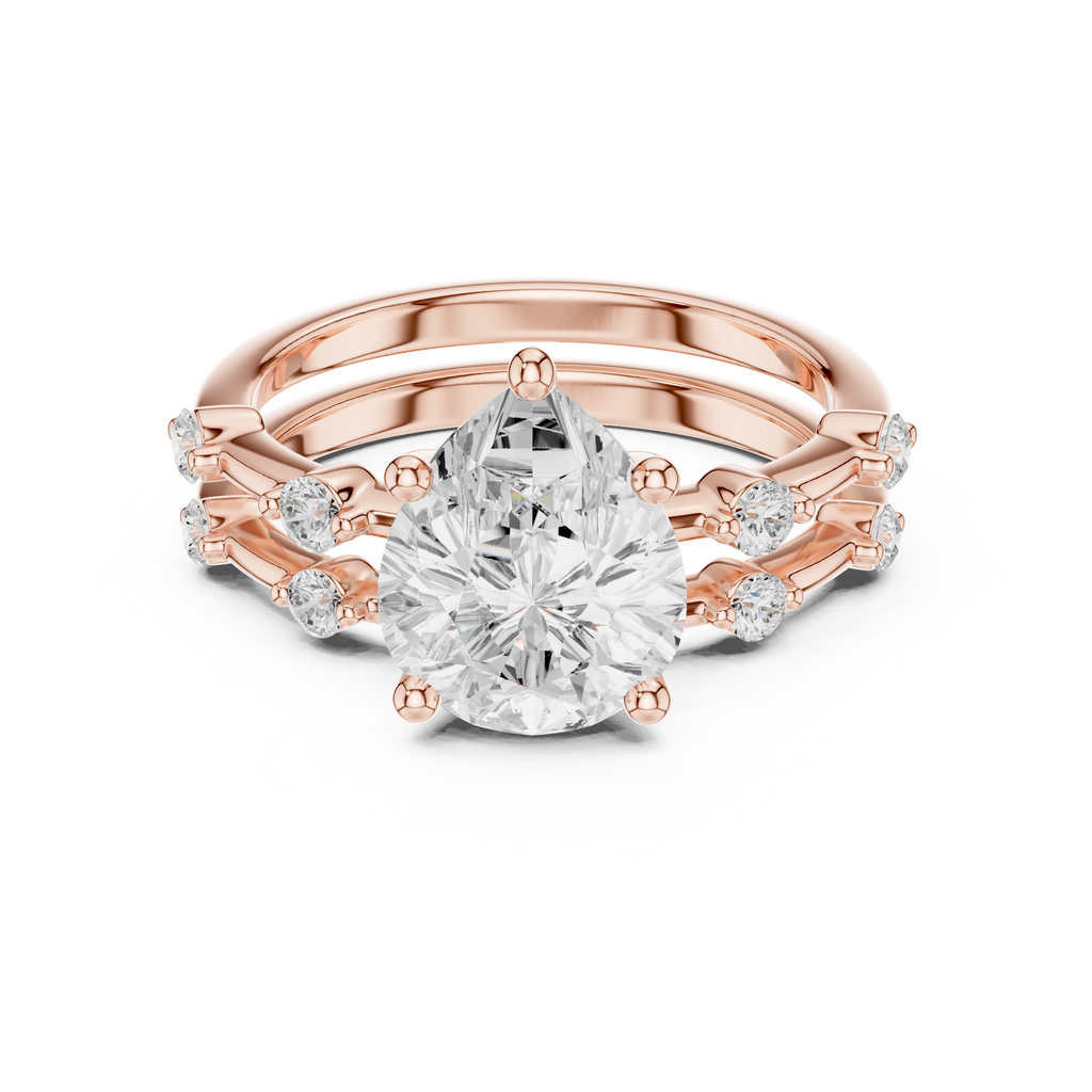 Pear Cut Diamond Double Band Engagement Ring