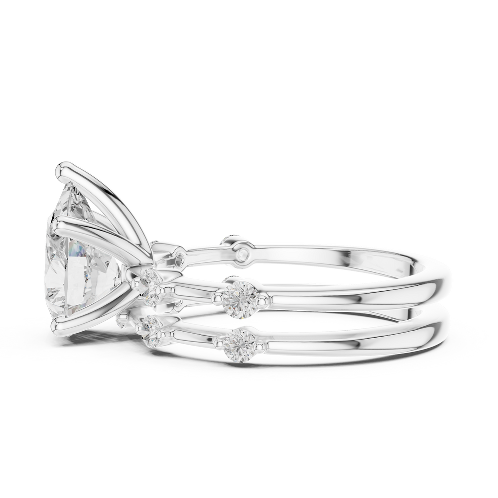 Pear Cut Diamond Double Band Engagement Ring