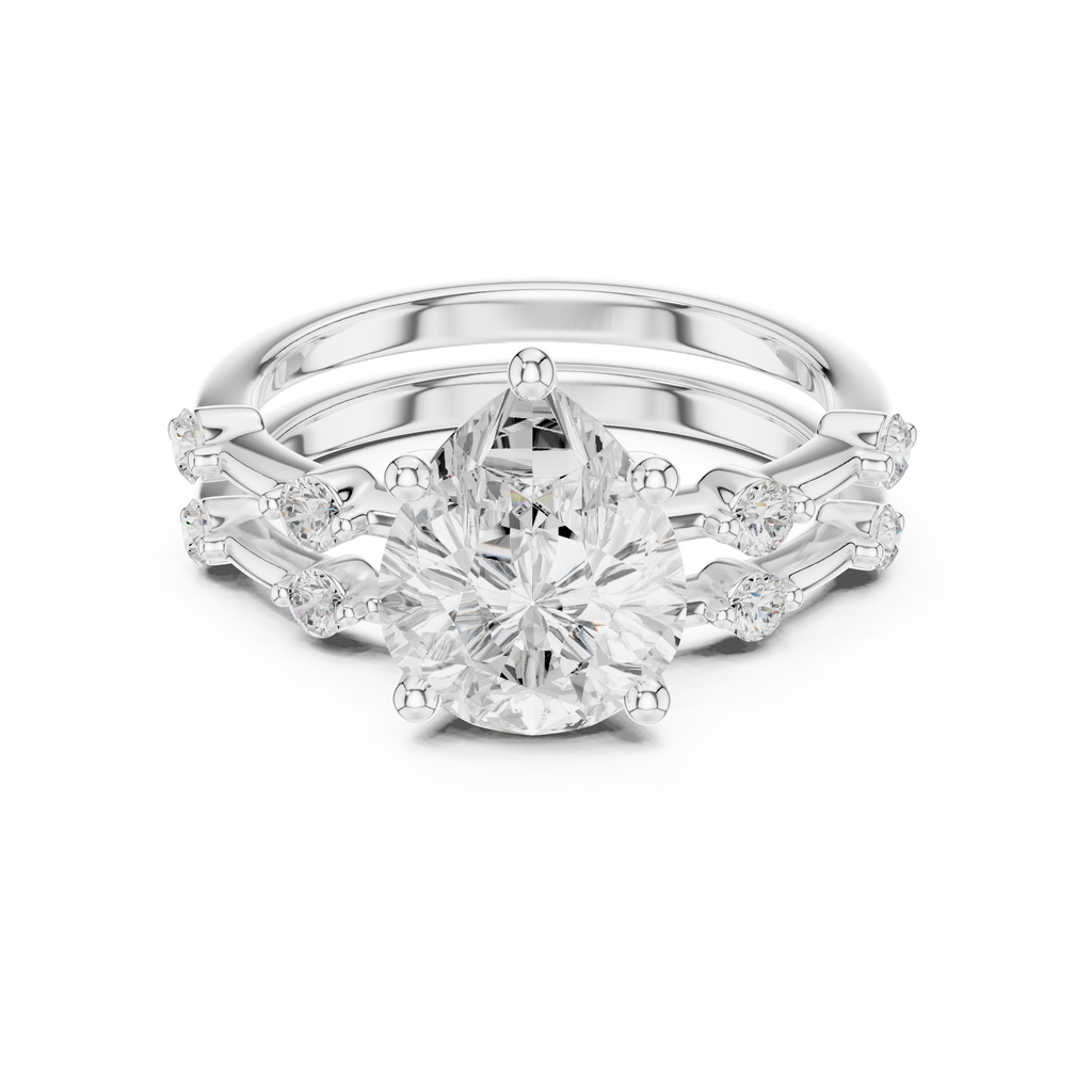 Pear Cut Diamond Double Band Engagement Ring