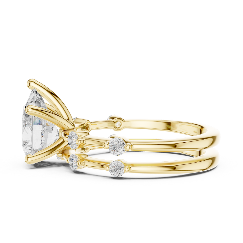 Pear Cut Diamond Double Band Engagement Ring