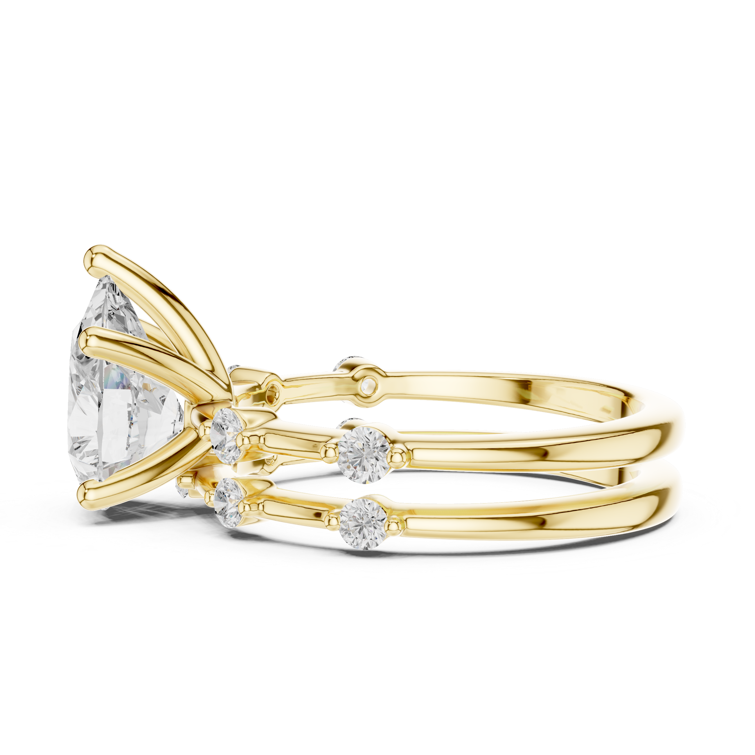 Pear Cut Diamond Double Band Engagement Ring