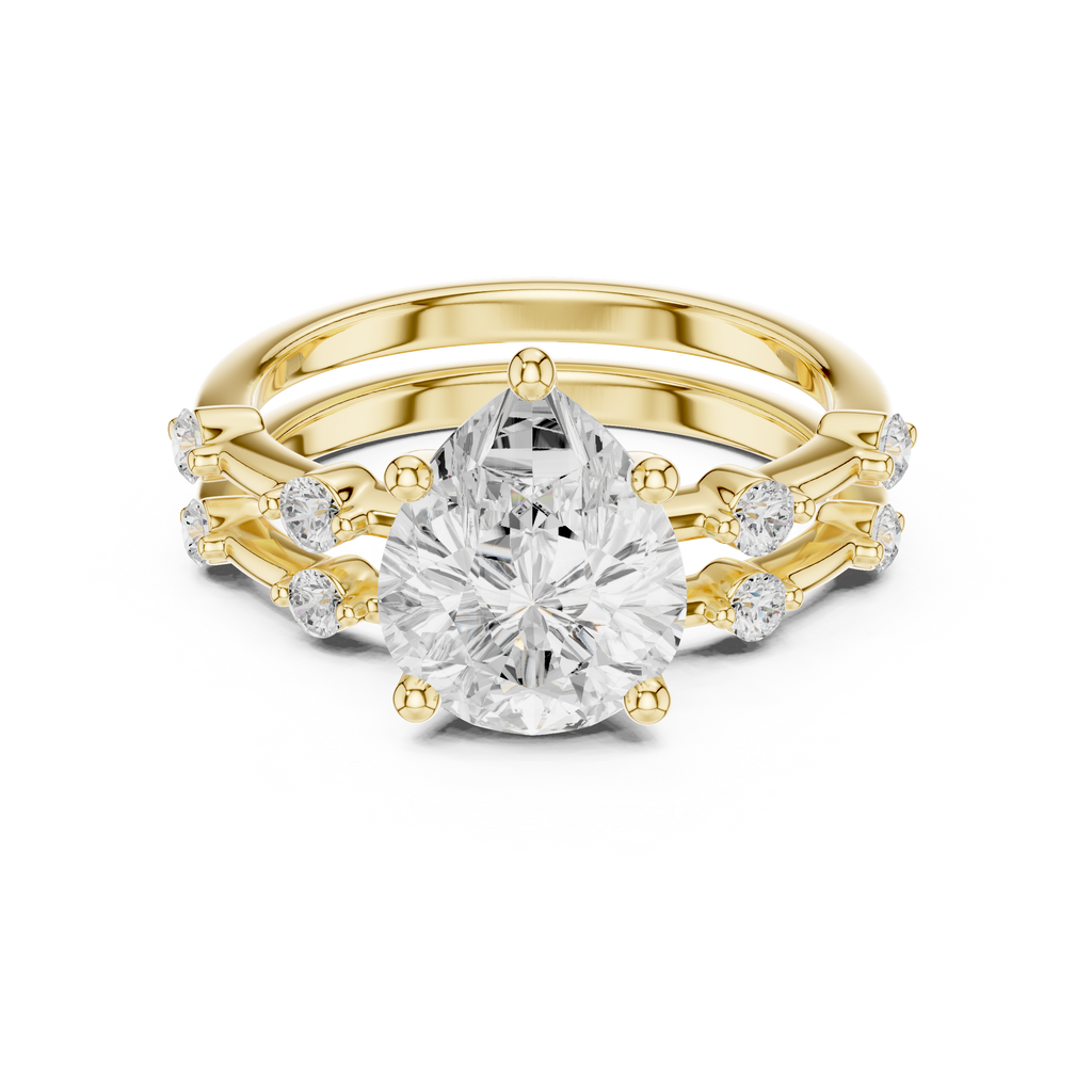 Pear Cut Diamond Double Band Engagement Ring
