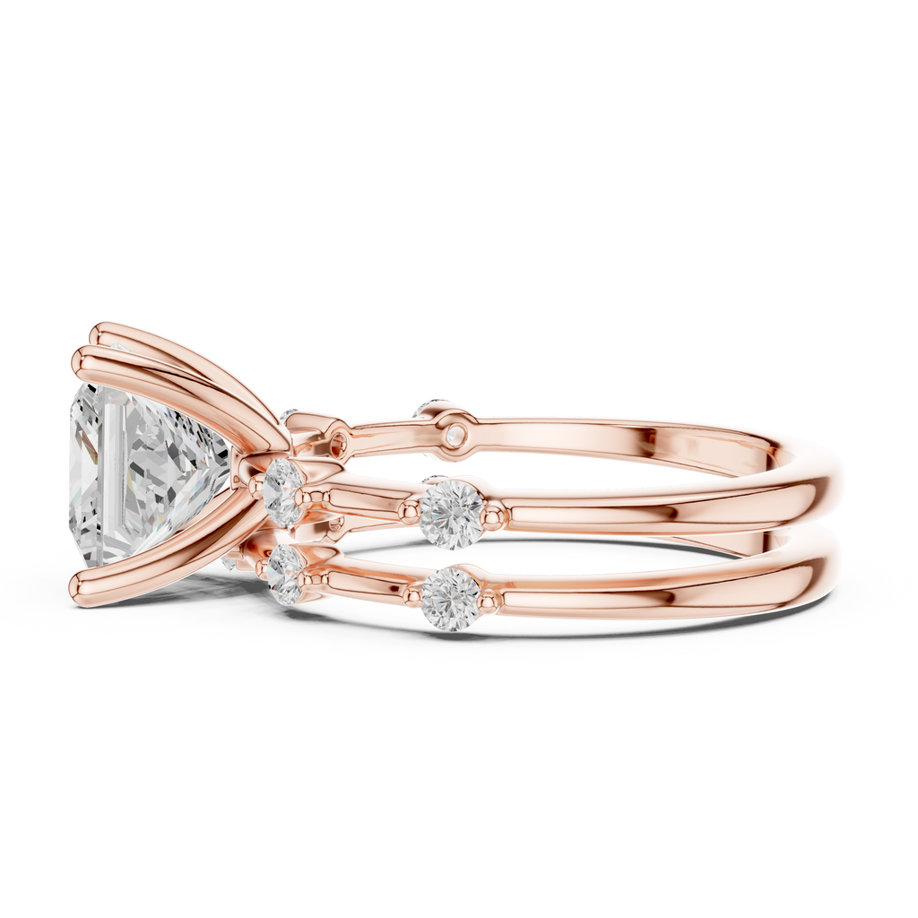 Princess Cut Diamond Double Band Engagement Ring