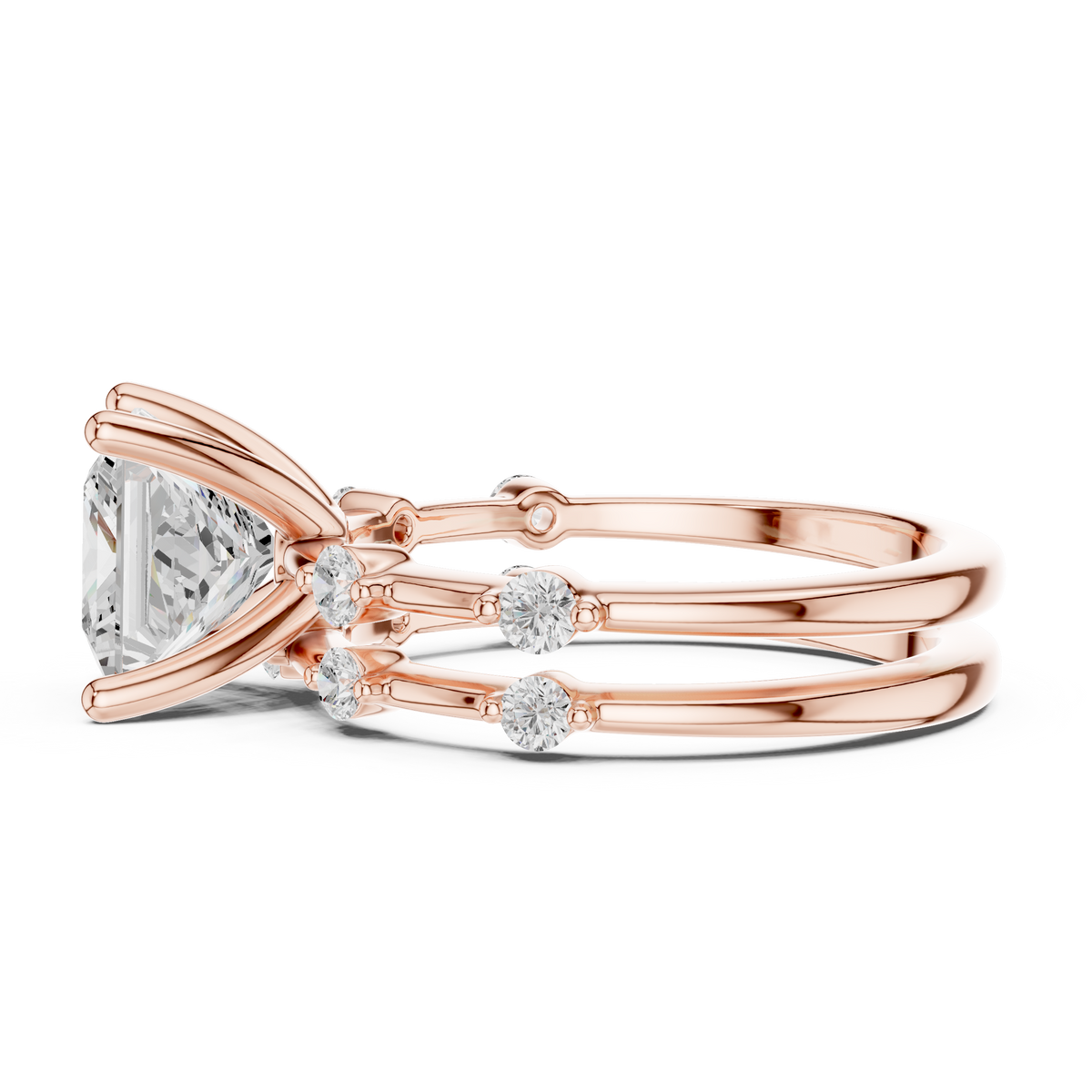 Princess Cut Diamond Double Band Engagement Ring – view 4 of 6, lab grown diamond band | Jewelix Atelier