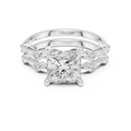 Princess Cut Diamond Double Band Engagement Ring