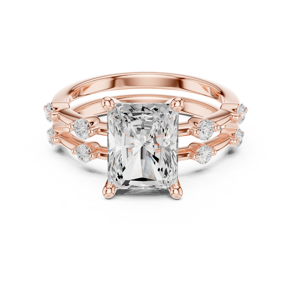 Radiant Cut Diamond Double Band Engagement Ring
